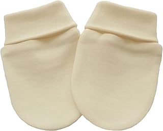 Guanti in cotone organico neonato anti graffi guanti tessuto lavorato a maglia colore beige