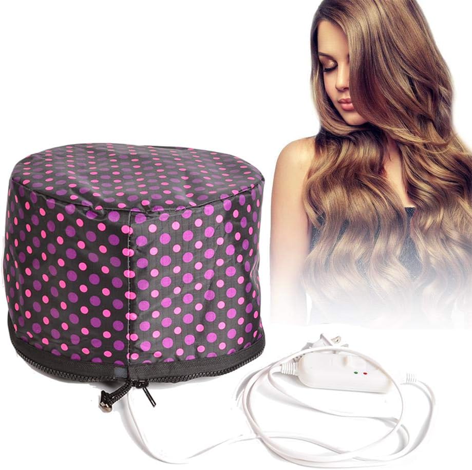 110V Hair Care Hat,Hair SPA Cap,Hair Care Steamer Cap,Thermal Hair Cap,Waterproof Home Hair Thermal Care Electric Hair Treatment Beauty Steamer Perfect for Family Personal Care (Poka dot)