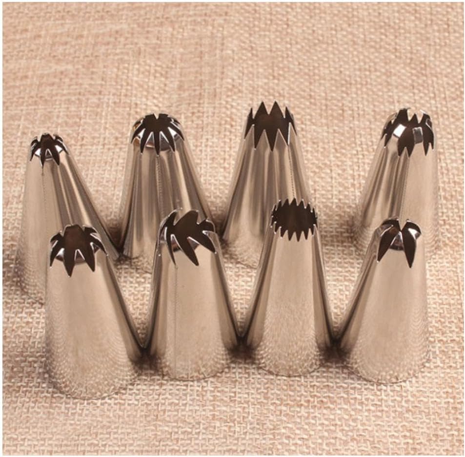 Baking Supplies 8pcs Pastry Icing Piping Nozzles Stainless Steel Decorating Tip Cake Cupcake Decorator Rose Accessories Cake Decorating Tips Set