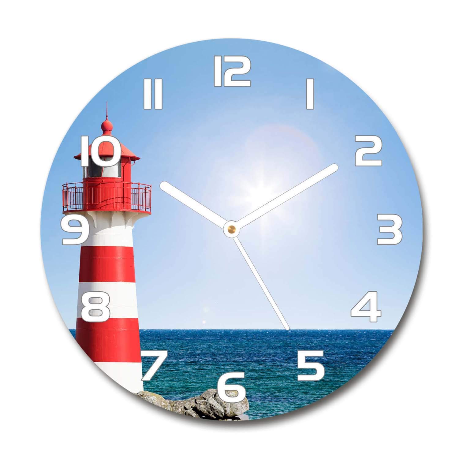 Horloge en verre 60x60cm Tulup, évocation poétique d'un phare pour un intérieur apaisé