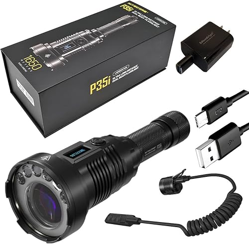EdisonBright Nitecore P35i 3000 lúmenes recargable 5,413.4 ft largo alcance LEP linterna táctica marca adaptador de carga paquete
