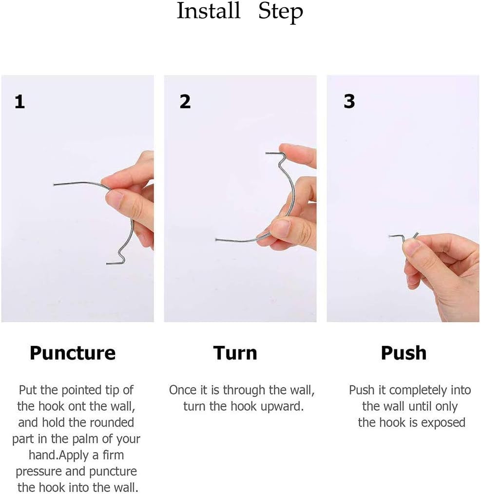20Pcs Stainless Steel Picture Hanging Hooks Wall Hanging Hooks Drywall Hooks No Tools Need Holds Up to 100lbs for Hanging Pictures,Mirrors,Frames,Clock,Shelves,or Planters for Home and Office Pack - - 