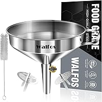 Vista 13 de Embudo de acero inoxidable, embudo de cocina Walfos con 2 coladores extraíbles y 1 cepillo de limpieza, perfecto para transferir líquidos, aceites