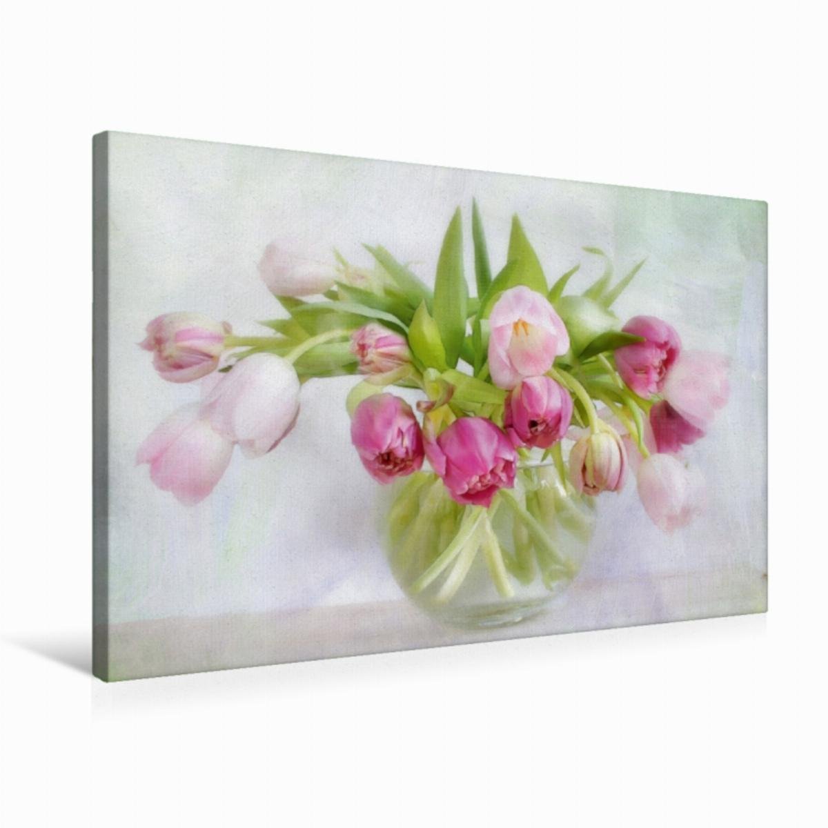 Premium Textil-Leinwand 75 x 50 cm Quer-Format Stillleben mit Tulpen | Wandbild, HD-Bild auf Keilrahmen, Fertigbild auf hochwertigem Vlies, Leinwanddruck von Lizzy Pe