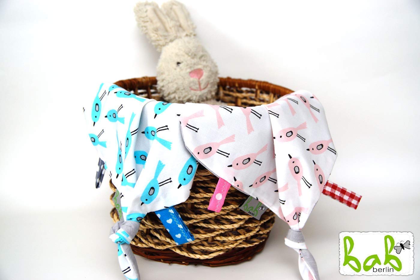 Baby Schlafsack Gr. 70 gefüttert für Mädchen oder Jungen, auch als Set mit Schmusetuch Handmade bab-Berlin