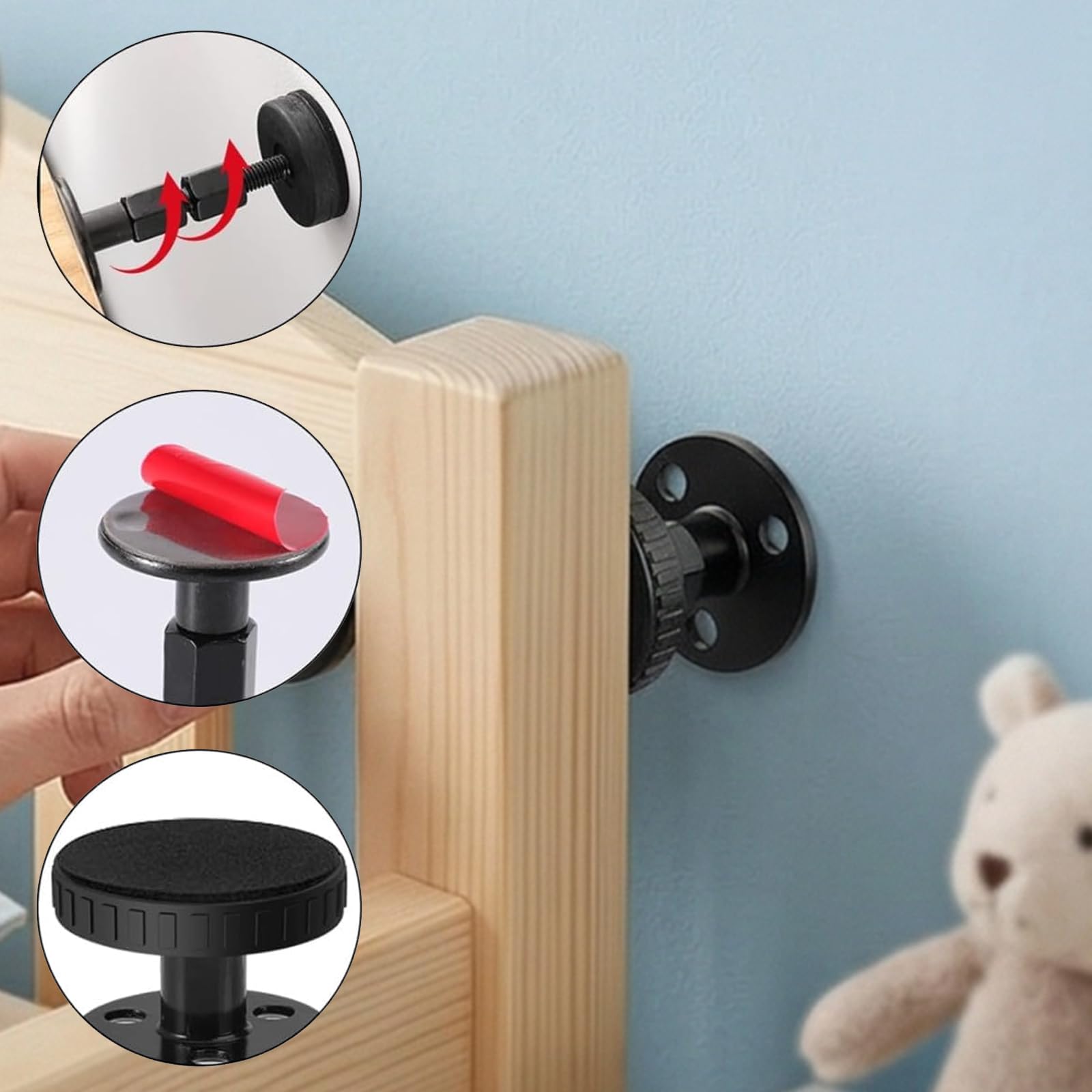 4 distanziatori regolabili anti-shake da parete 30 – 110 mm, distanziatore letto con filettatura, testiera regolabile, per travi centrali ispessite, stabilizzatore per letti, divani e armadi