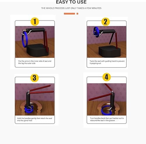 Miniatura 3 de Kit de sello de cilindro hidráulico-Herramienta de instalación de sello de varilla Herramienta de instalación hidráulica U-Cup Twistor 6 PCS con