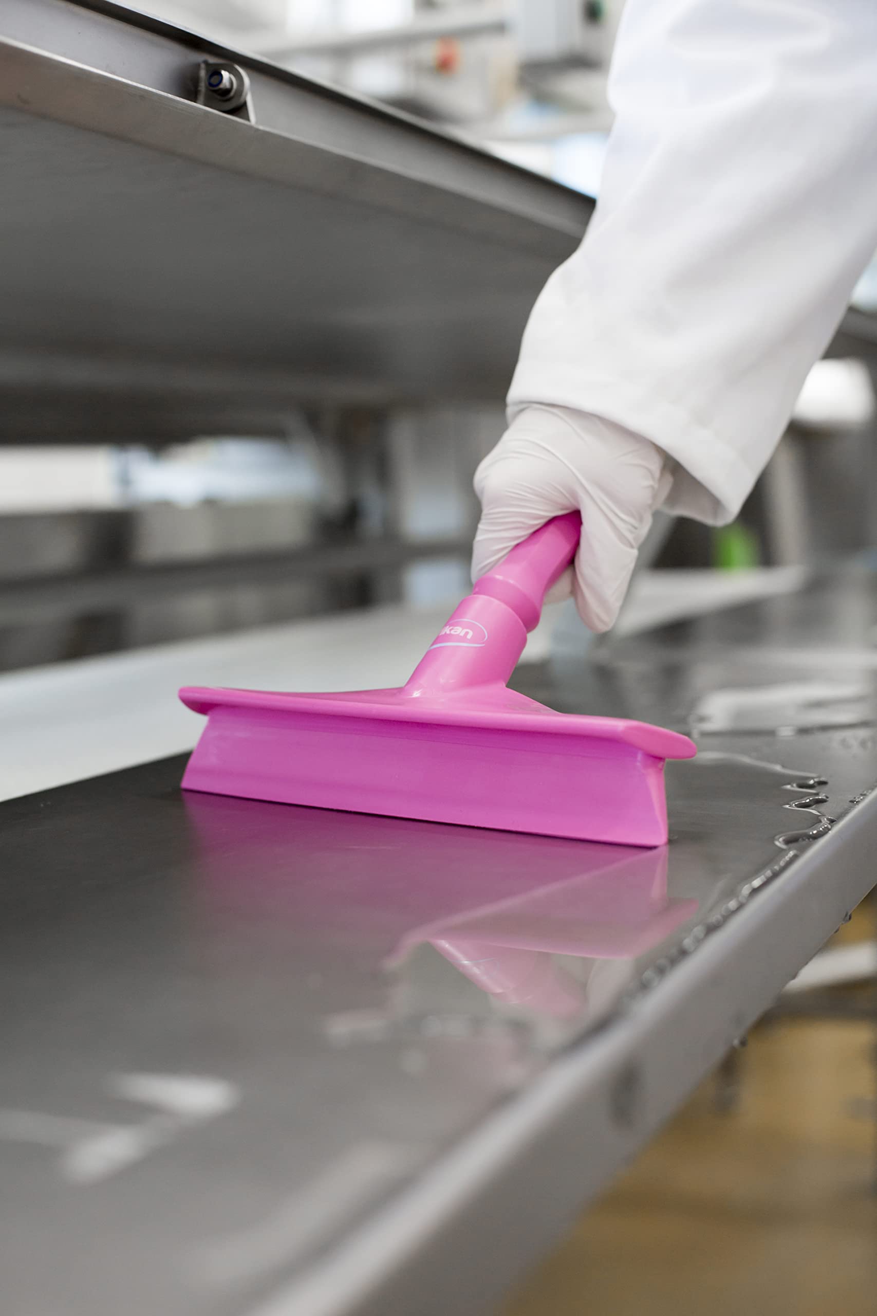 Vikan 71251 Rubber Polypropylene Frame Bench Single Blade Squeegee, 10", Pink - Image 2
