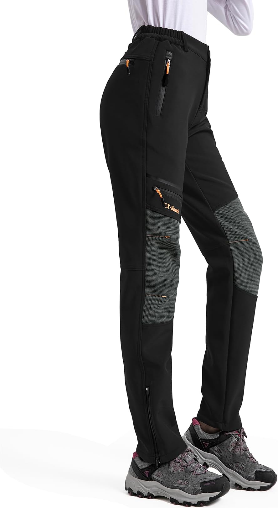 mosingleWomens Walking Waterproof Trousers Fleece Lined Thermal Ladies Winter Outdoor Windproof Warm Softshell Hiking Ski Snow Pants