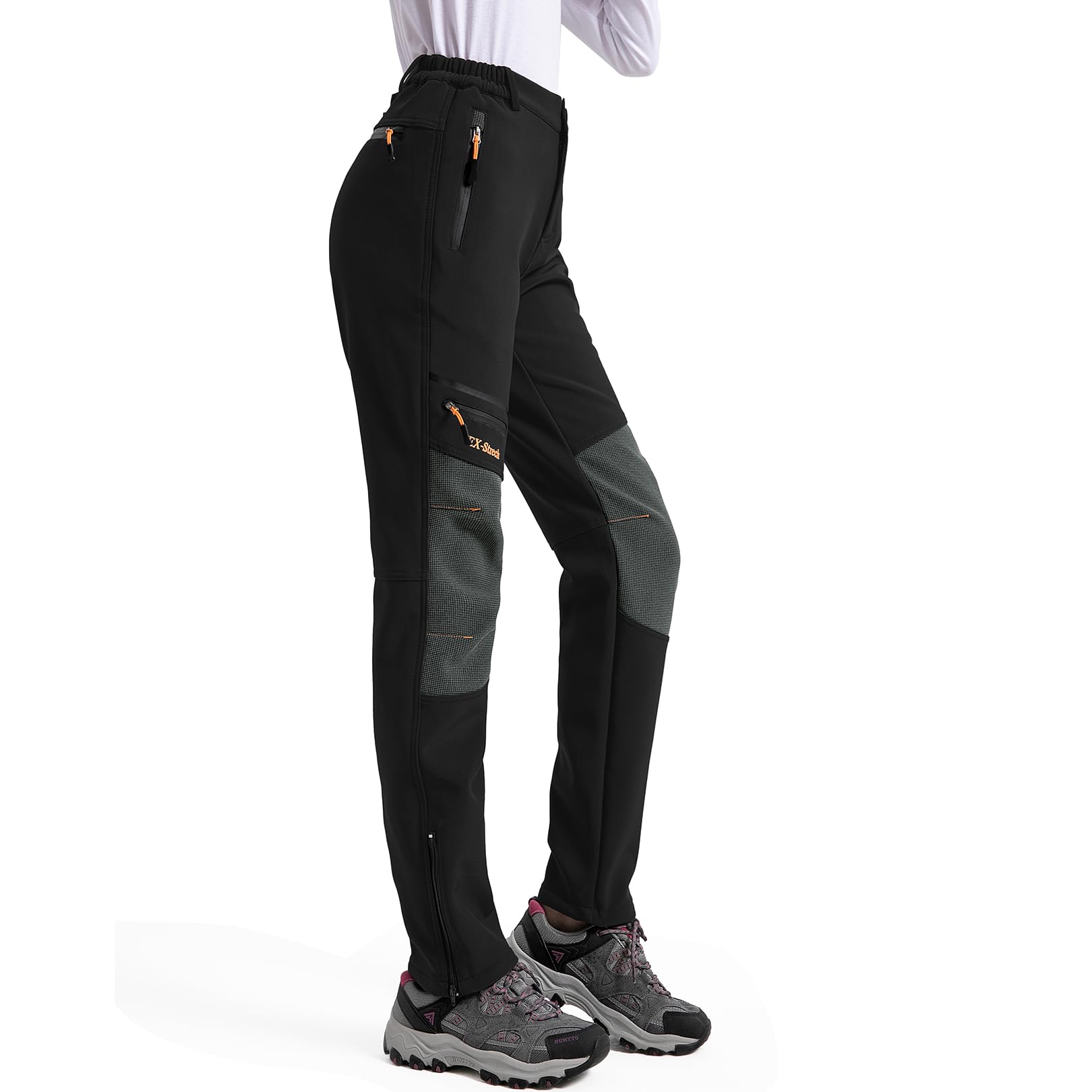 mosingleWomens Walking Waterproof Trousers Fleece Lined Thermal Ladies Winter Outdoor Windproof Warm Softshell Hiking Ski Snow Pants