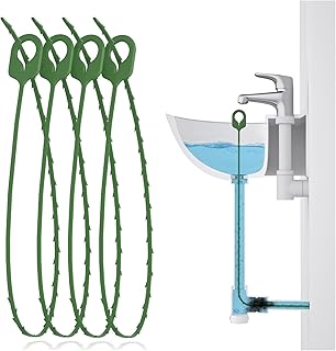 30 Inch Sink Snake Drain Hair Removal Tool (4 Pack), Drain Clog Remover Plumbing Snake to Unclog Bathroom Sink, Tub, Shower, Kitchen Sink, Pipe Drain, Long/Flexible/Thin Snake Drain Hair Catcher
