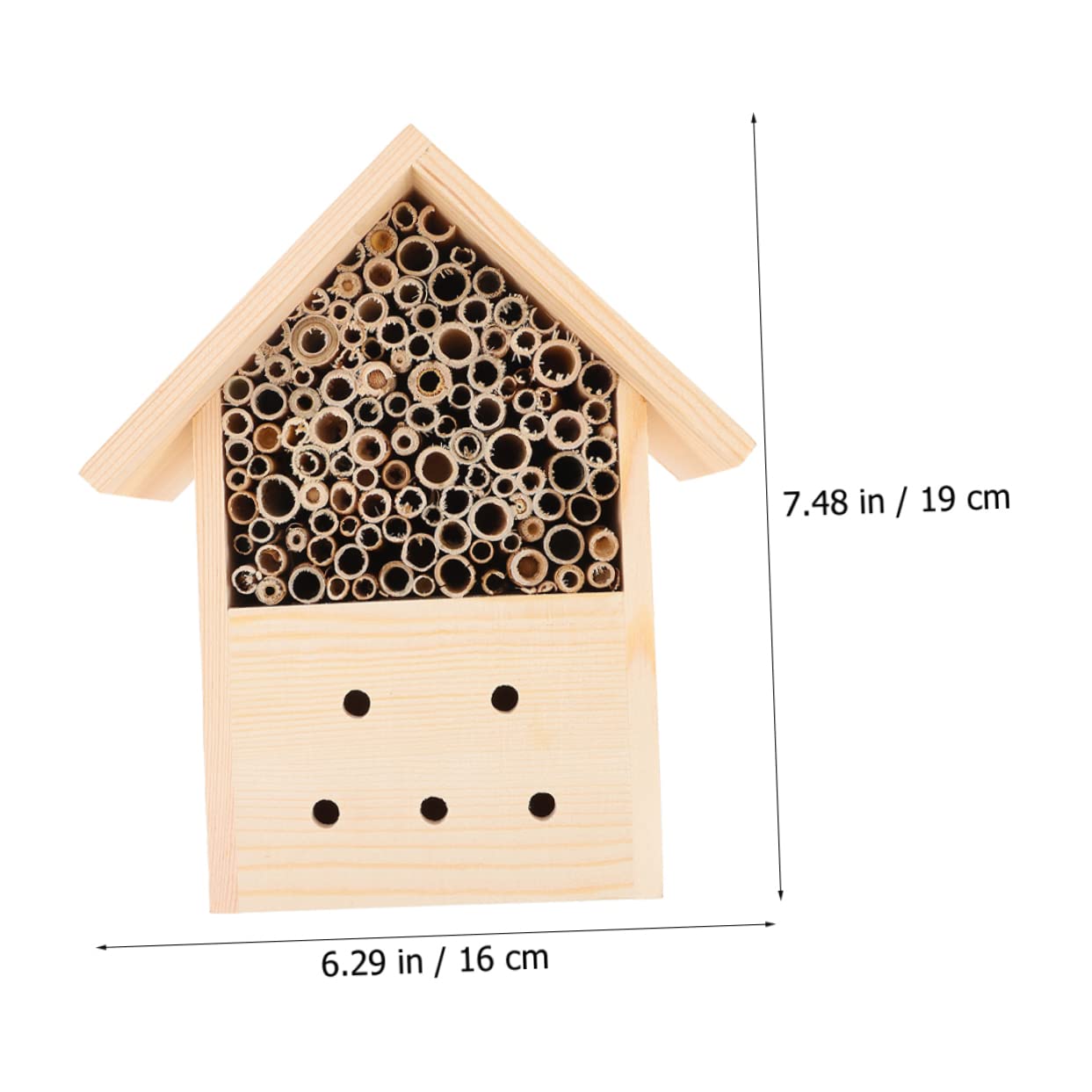 Casetta Insetti Impollinatori 2 Pezzi in Legno Stile Capanna | Khaki, Rifugio per Svernamento e Riproduzione, per Giardino e Uso Esterno