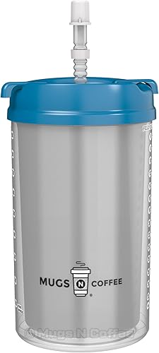 Miniatura 2 de Mugs N Coffee Taza de hospital de doble pared de 32 onzas con pajilla, tapa azul perla y asa