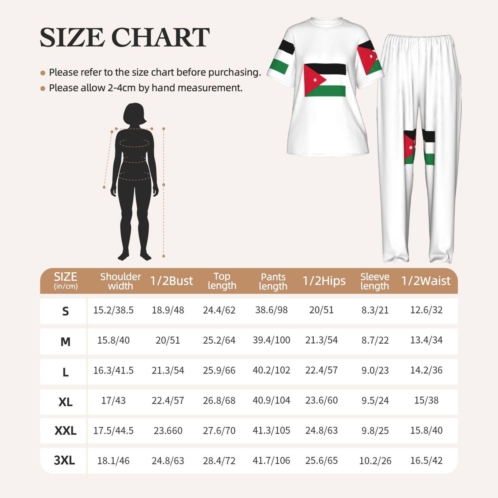 Jordanian Flag Print damska piżama z krótkim rękawem zestaw bielizna nocna lato miękka wygodna domowa bielizna nocna