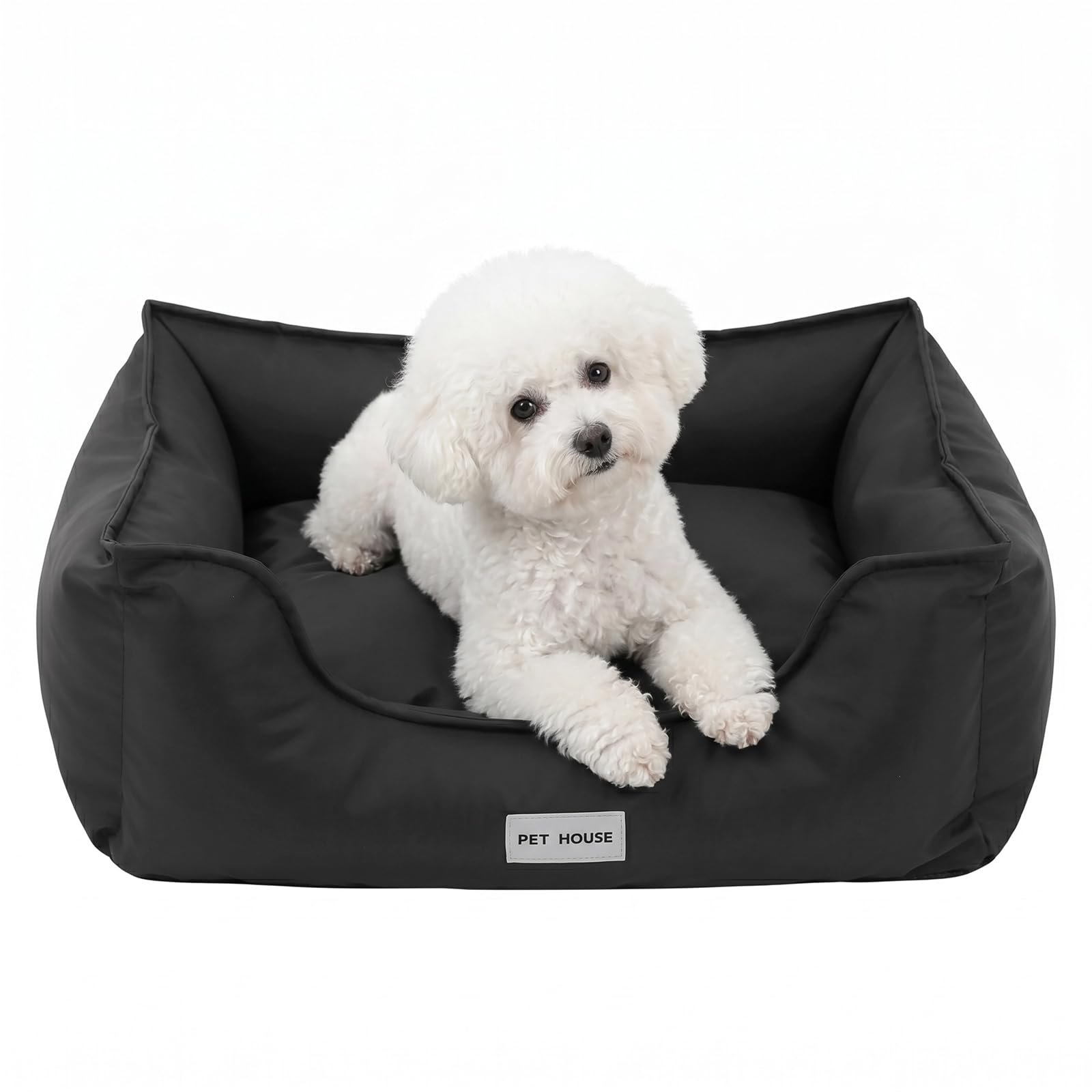 Marchul Lit pour Chien en Simili Cuir, Canapé-lit Imperméable pour Chat, Canapé pour Animaux de Compagnie avec fond Antidérapant pour Chiens et Chats de Petite et Moyenne Taille, 60 × 45 cm, Noir