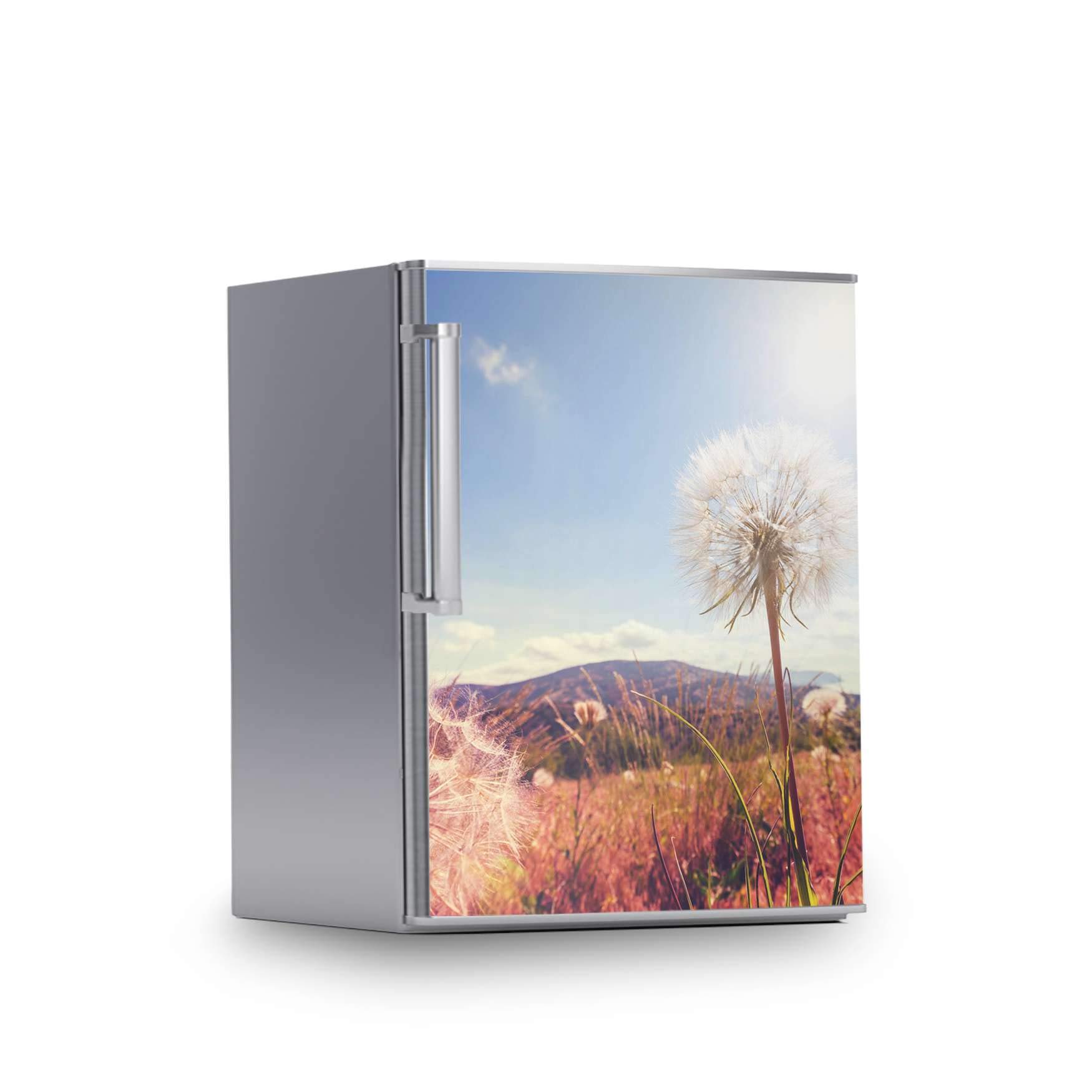 Kühlschrank Muster I Dekoration für Kühlschranktür - Aufkleber Folie abwaschbar I Deko Küche - Design: Dandelion