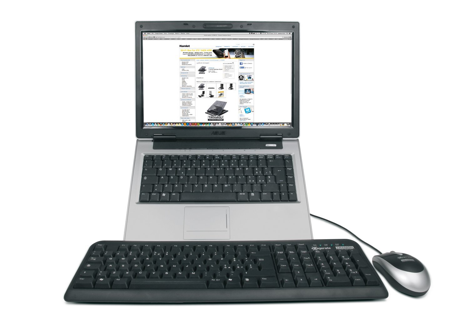 Hamlet XTMS100KM Tiramisù stojak na laptop z klawiaturą i myszką, czarny - stojak na notebooka (czarny)