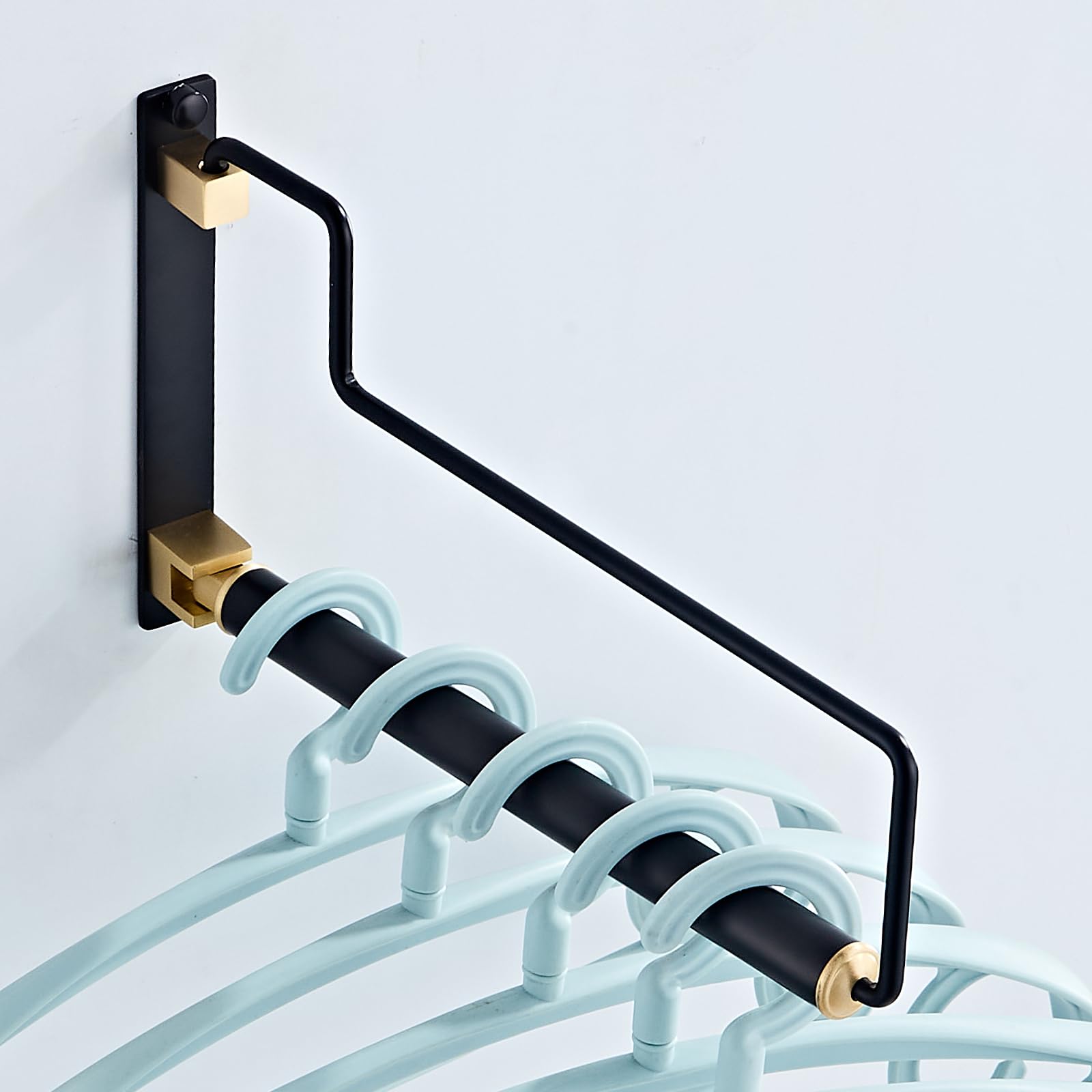 Estante de secado de ropa, estantes para secar ropa, colgador de ropa con brazo oscilante montado en la pared para lavandería, garaje, uso en interiores y exteriores, color negro 8