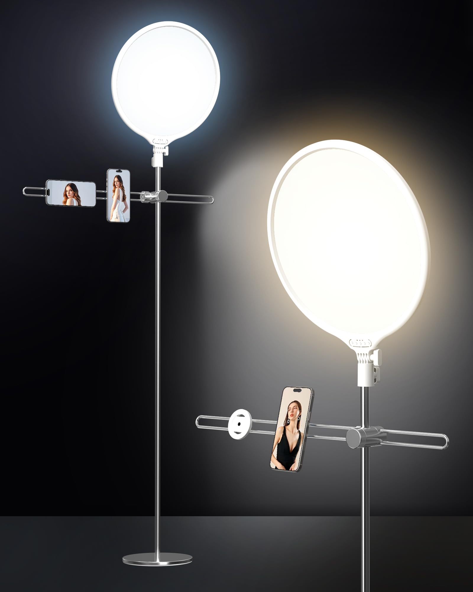 Photo 1 of EXQSERAMC LED Ring Light with Stand 150cm, Professional 6000K Full-Screen Big Ring Lighting with Phone Holder, Selfie Lights for Studio Video Photography, TikTok, YouTube, Live Stream