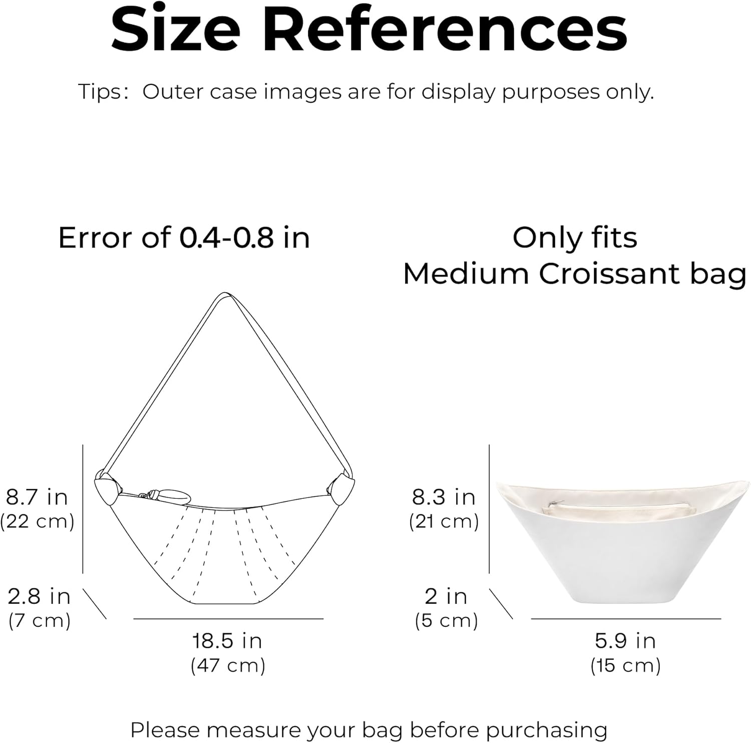 Tote Bag Organizer Insert for Lemaire Croissant Medium Soulder Bag,Custom Fit Inside Premium Lightweight Water Resistant Purse Insert (Craie, Fits-Croissant Medium)