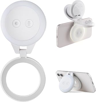 PGYTECH MagGlow Phone Fill Light, MagSafe Selfie Light, Portable LED Magnetic Ring Light with Cool/Soft/Warm Light for Selfies/Photography/Video, Misty Gray
