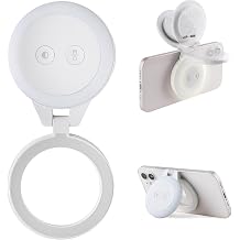 PGYTECH MagGlow Phone Fill Light, MagSafe Selfie Light, Portable LED Magnetic Ring Light with Cool/Soft/Warm Light for Selfies/Photography/Video, Misty Gray