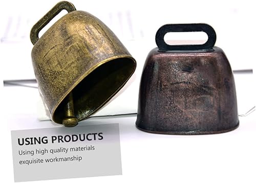 Miniatura 2 de SUPVOX Juego de campanas de artesanía antigua, 2 unidades, campanas de vaca grandes, mango decorativo, accesorio agrícola