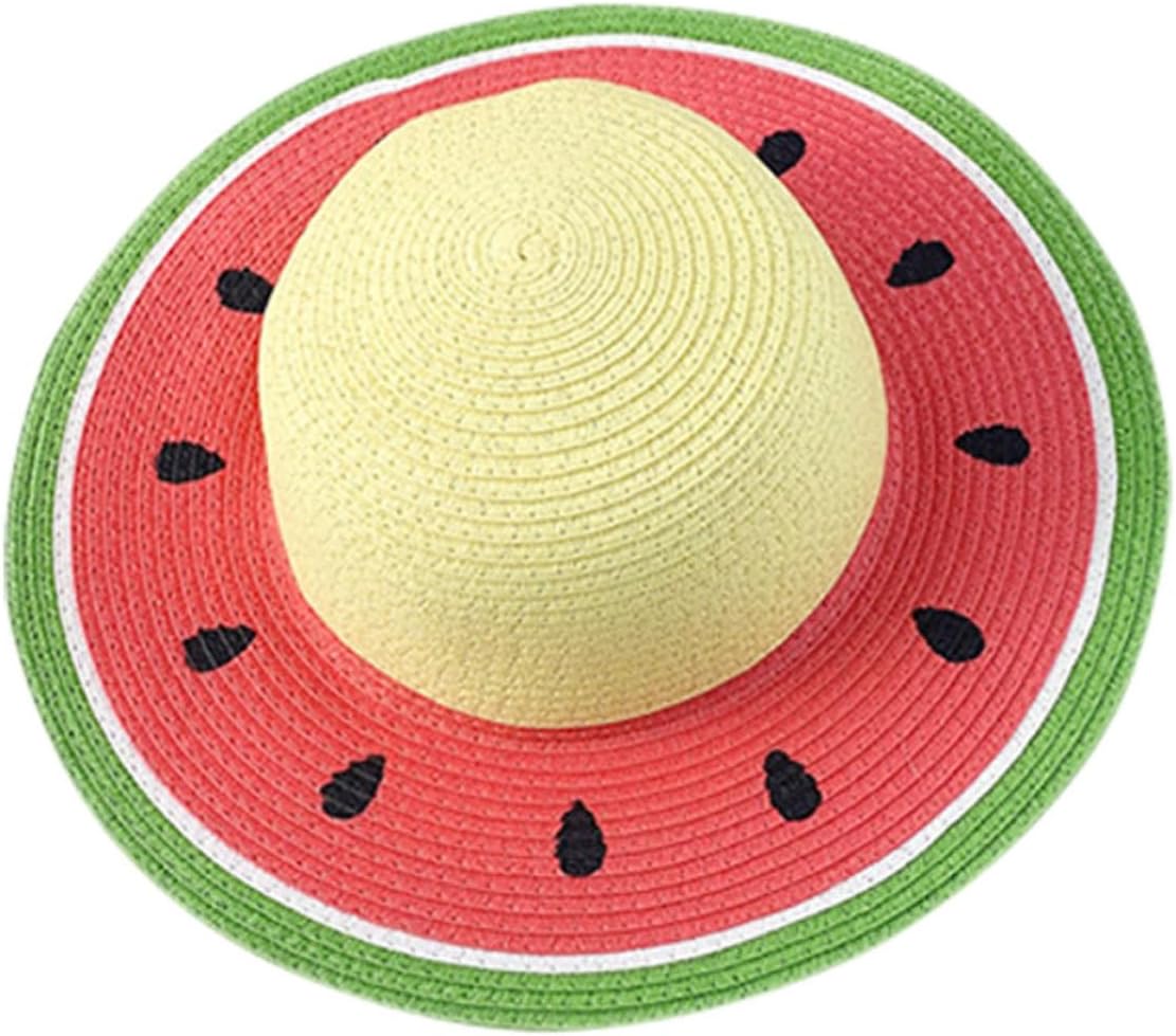 Kisangel Watermelon Wide Brim Straw Sun Hat with UV Protection and Foldable Design, for Summer Outdoor Activities Like Fishing and Beach, Stylish and Comfortable