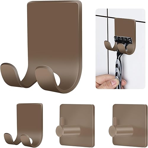 Miniatura 8 de CGBE 4 Paquetes Ganchos de Ducha para Interior de Ducha, Soporte Colgador Autoadhesivo para Afeitadora para Baño, Ganchos de Pared Sin Daños