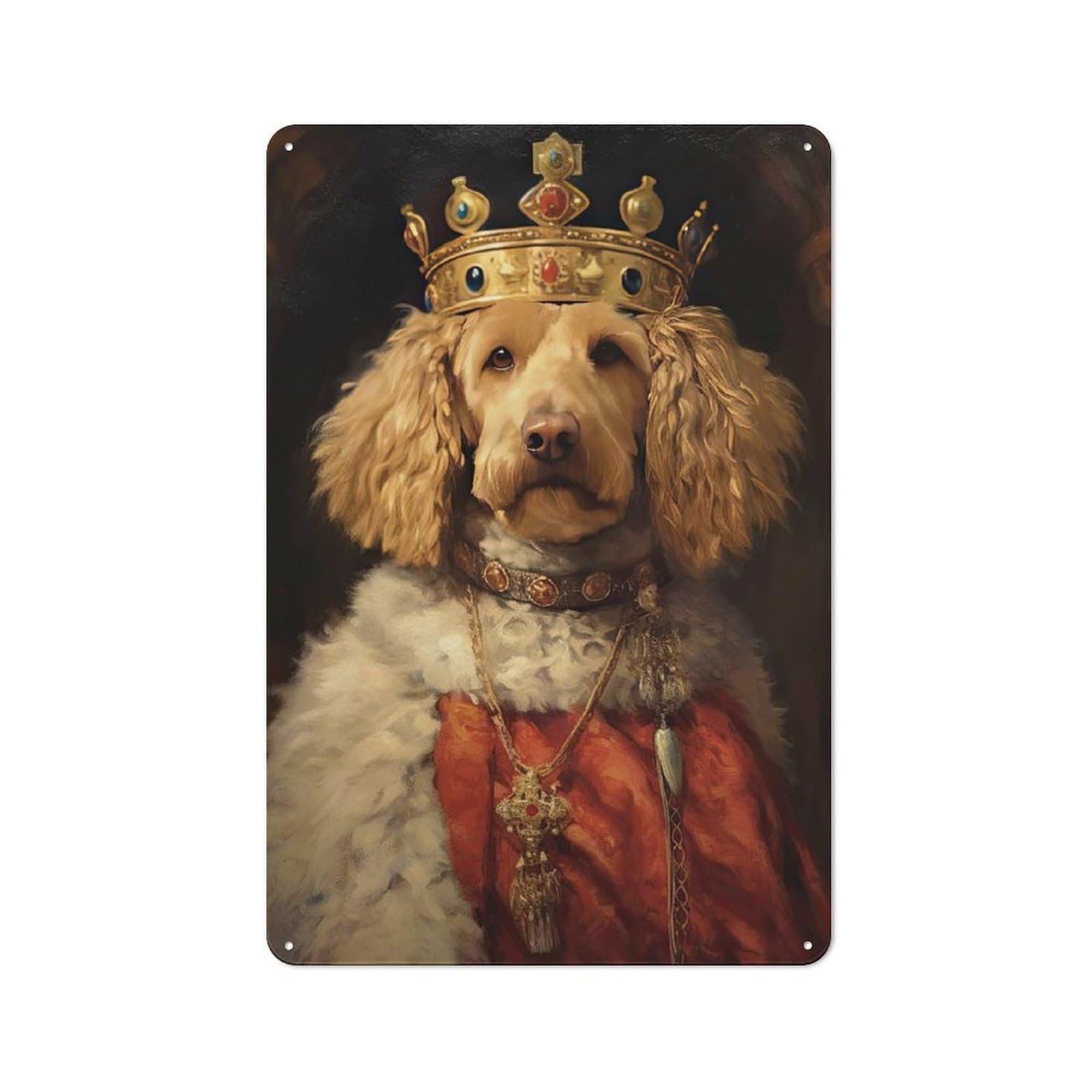Modern Retro Goldendoodle The King Metal Wall Art Sign 30x20cm, Studio Wall Art for Modern Home, Workshop, Office Or Cafe