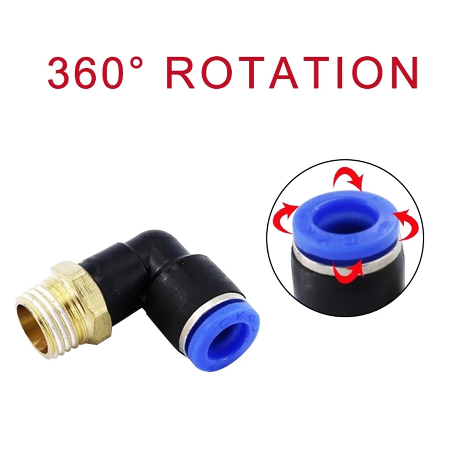 5Pcs Elbow Pneumatic Air Connector 1/8 "1/4" 3/8 "1/2" Male Thread Pneumatic Air Hose Fitting 4/6/8/10/12mm(PL8-03)