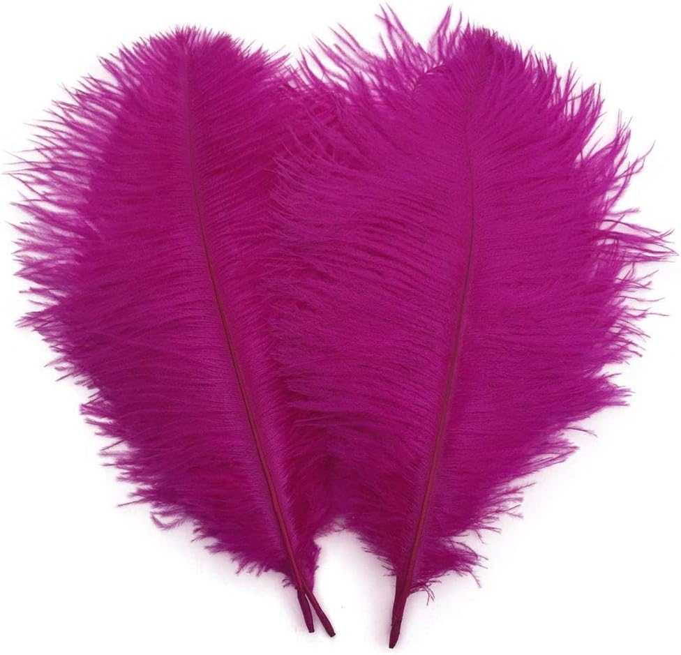Shekyeon Fuchsia 10-12inch 25-30cm Ostrich Feather Home Decoration DIY Craft Pack of 10