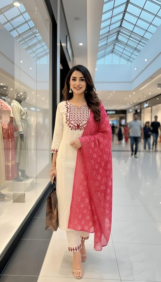 Ensemble de pantalon Kurta en pur coton Chanderi de qualité supérieure - 5