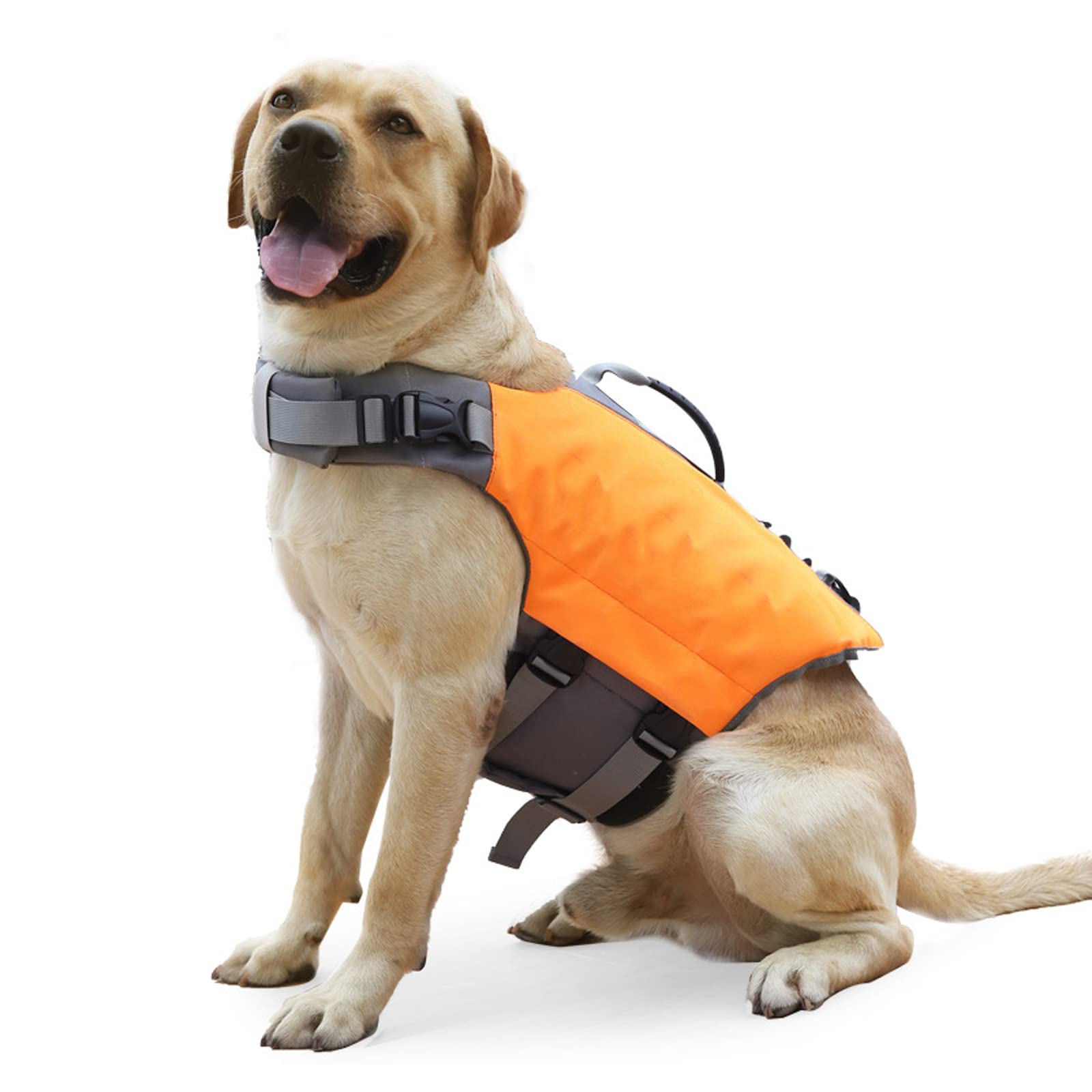 Gilet De Sauvetage pour Chien, Gilet De Sauvetage pour Chien pour La Natation, Gilet De Sécurité en Tissu Oxford Réglable avec Flottabilité Élevée Et Poignée De Sauvetage Durable,Orange,XL