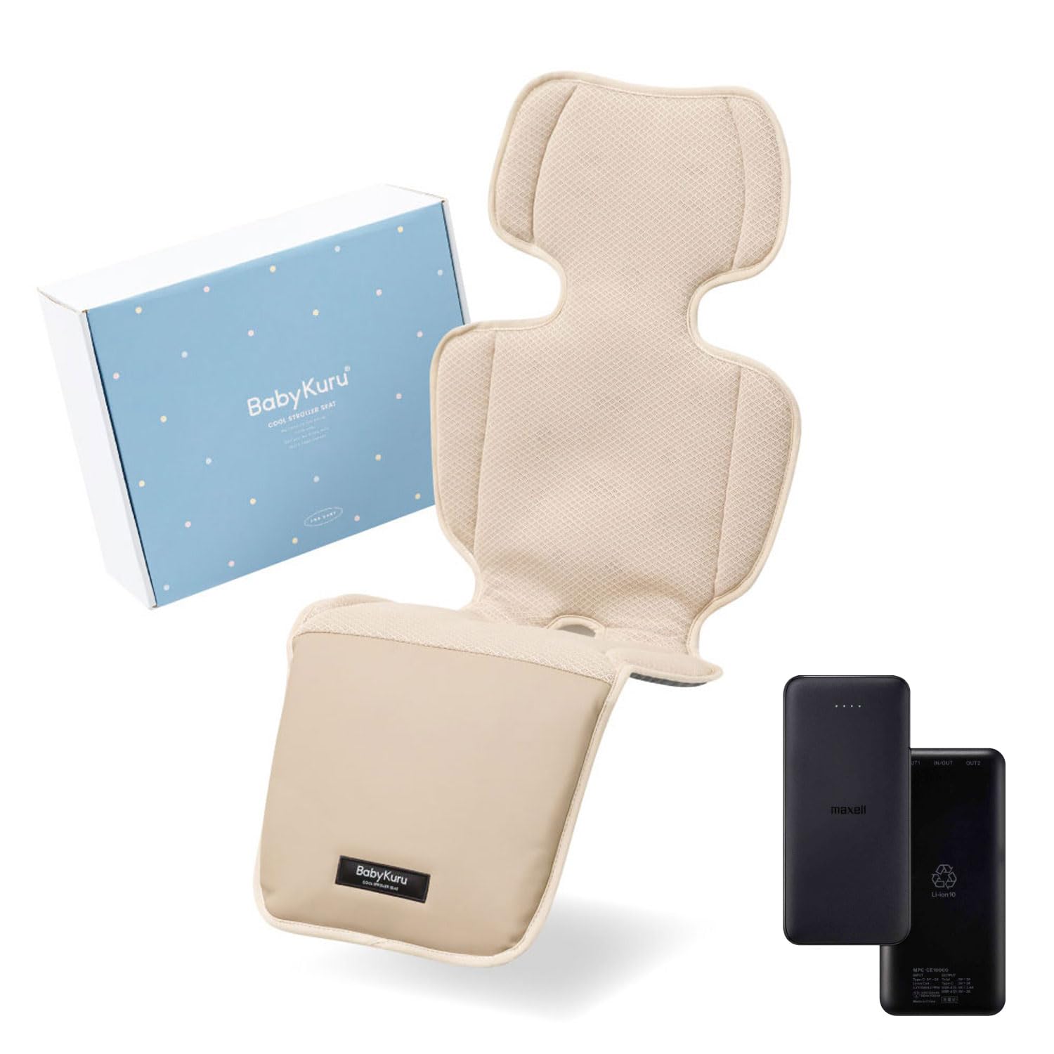 ベビクル BabyKuru ベビーカー用シート ブラック　モバイルバッテリー付き BABYKURU 公式 ベビーカーシート 夏 バッテリー(リチウム) ファン 足元