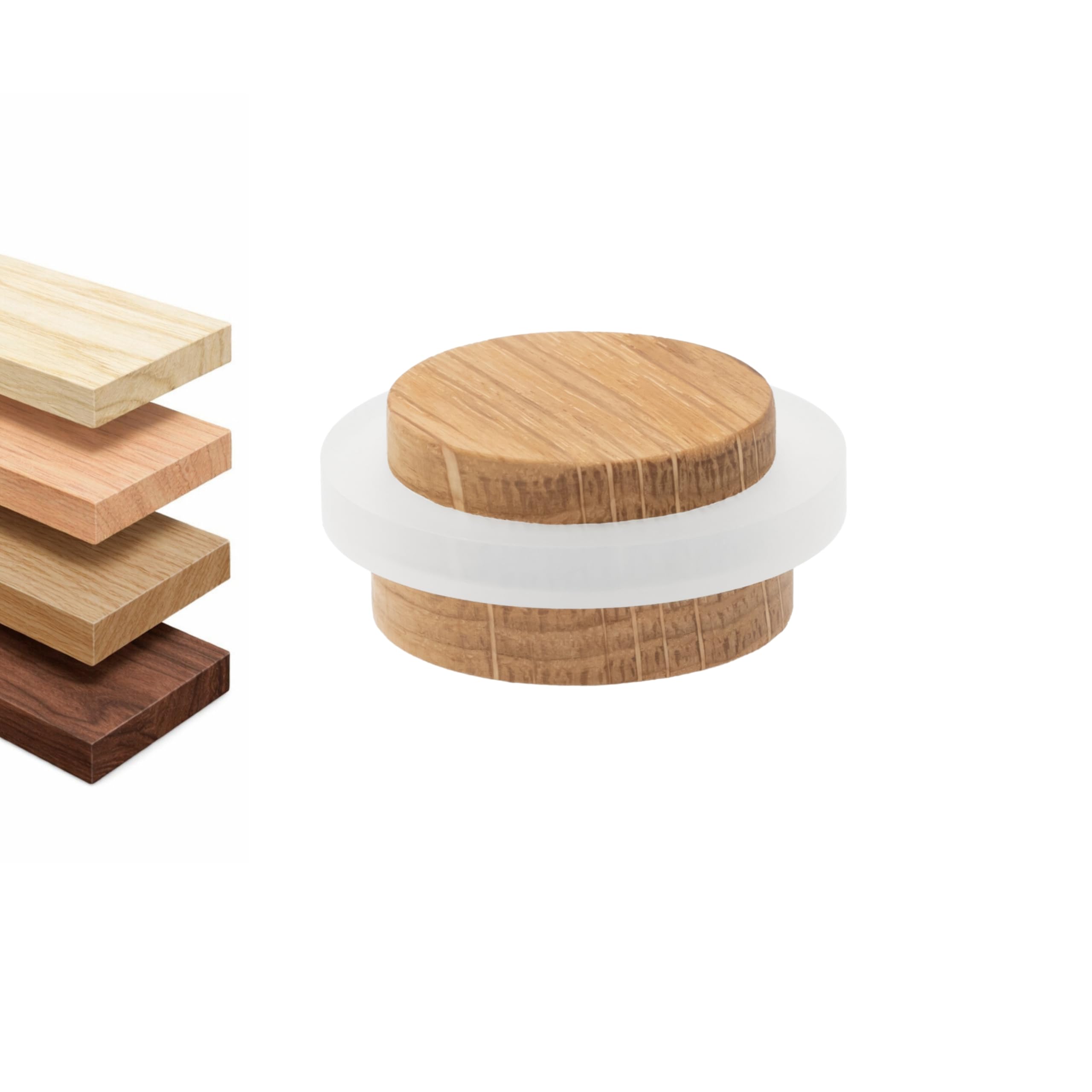 EVI Herrajes | Wooden Door Stop | Oak Wood with White Rubber | 1.46" x 0.87" | Adhesive Installation | for Smooth Floors | Mod.30235X19