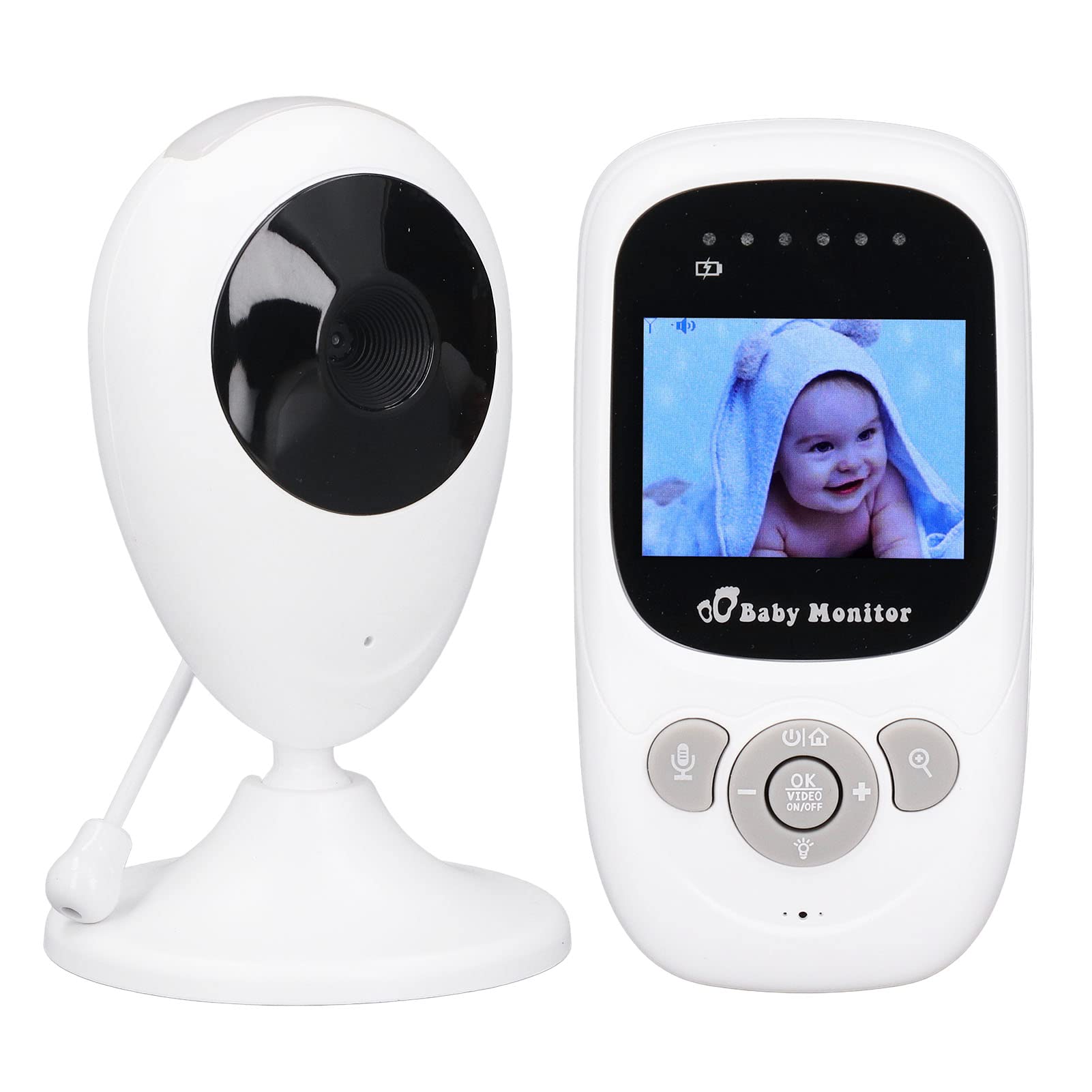 Tbest Moniteur de bébé avec Appareil Photo et Audio à 2 Voies Construit dans la Surveillance de la Température Musicale .4 Pouces D'écran LCD Nuit Infrarouge sans Fil (Prise UE)