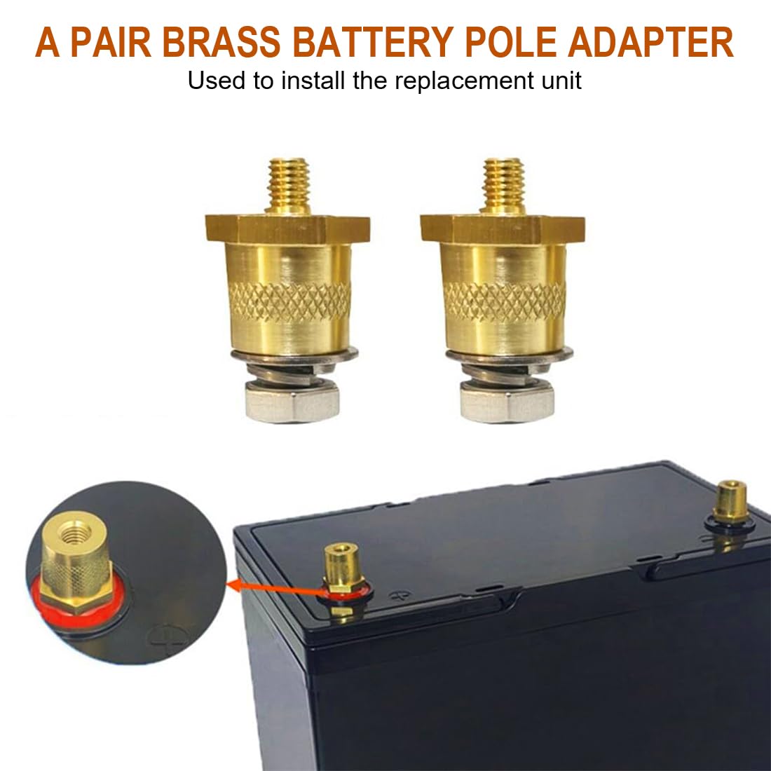 Adattatore per terminale Batteria M8, Morsetti per terminale Batteria in Ottone con Viti e rondelle in Acciaio Inox - Compatibile con Yacht, Auto e Camion