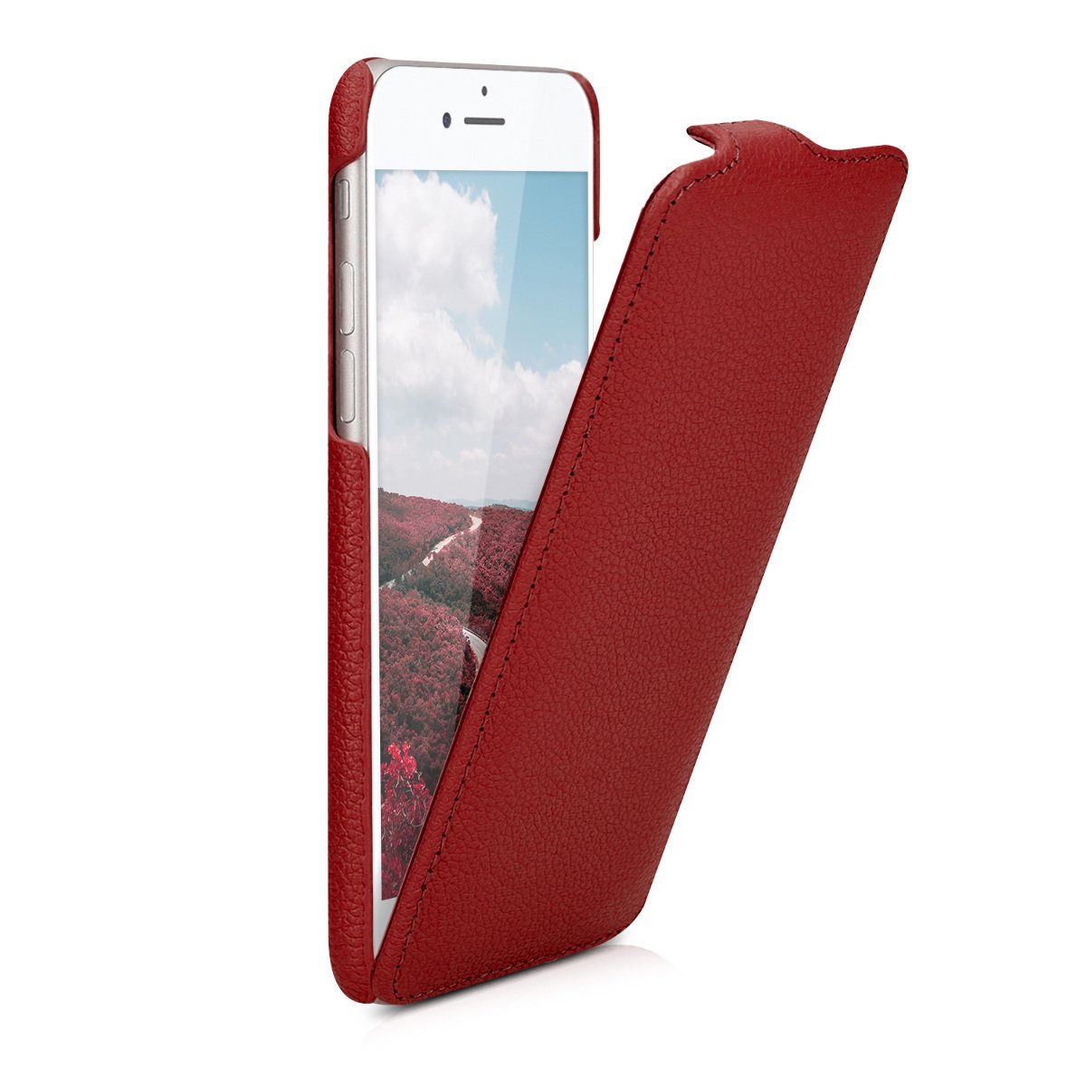 kalibri Etui z klapką kompatybilne z Apple iPhone SE (2022) / iPhone SE (2020) / iPhone 8 / iPhone 7 - ultracienkie skórzane etui ochronne na telefon - czerwone