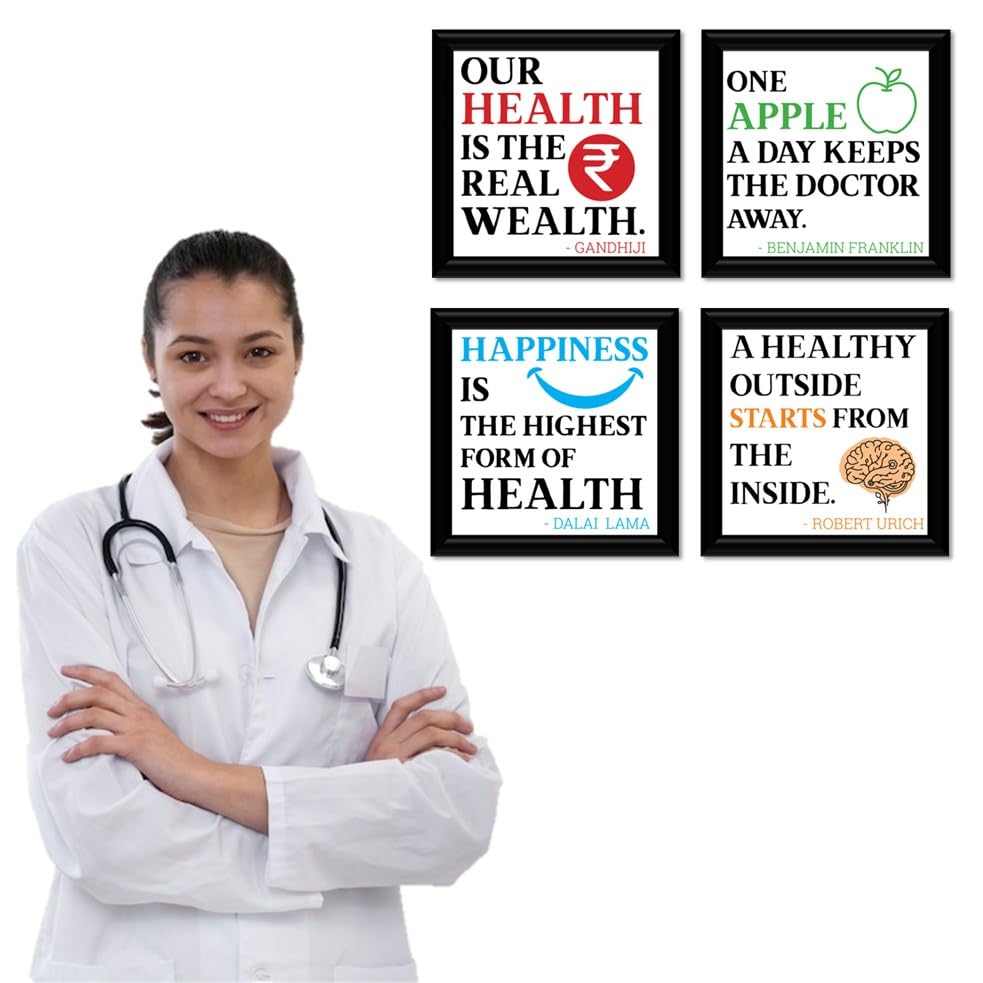 Image of JABSY Doctor Hospital Health Facts Medical Physiotherapy Dentist Wall Decor Poster Framed Gift (7 Inch Square Frame - Set of 4) (Hospital S023)