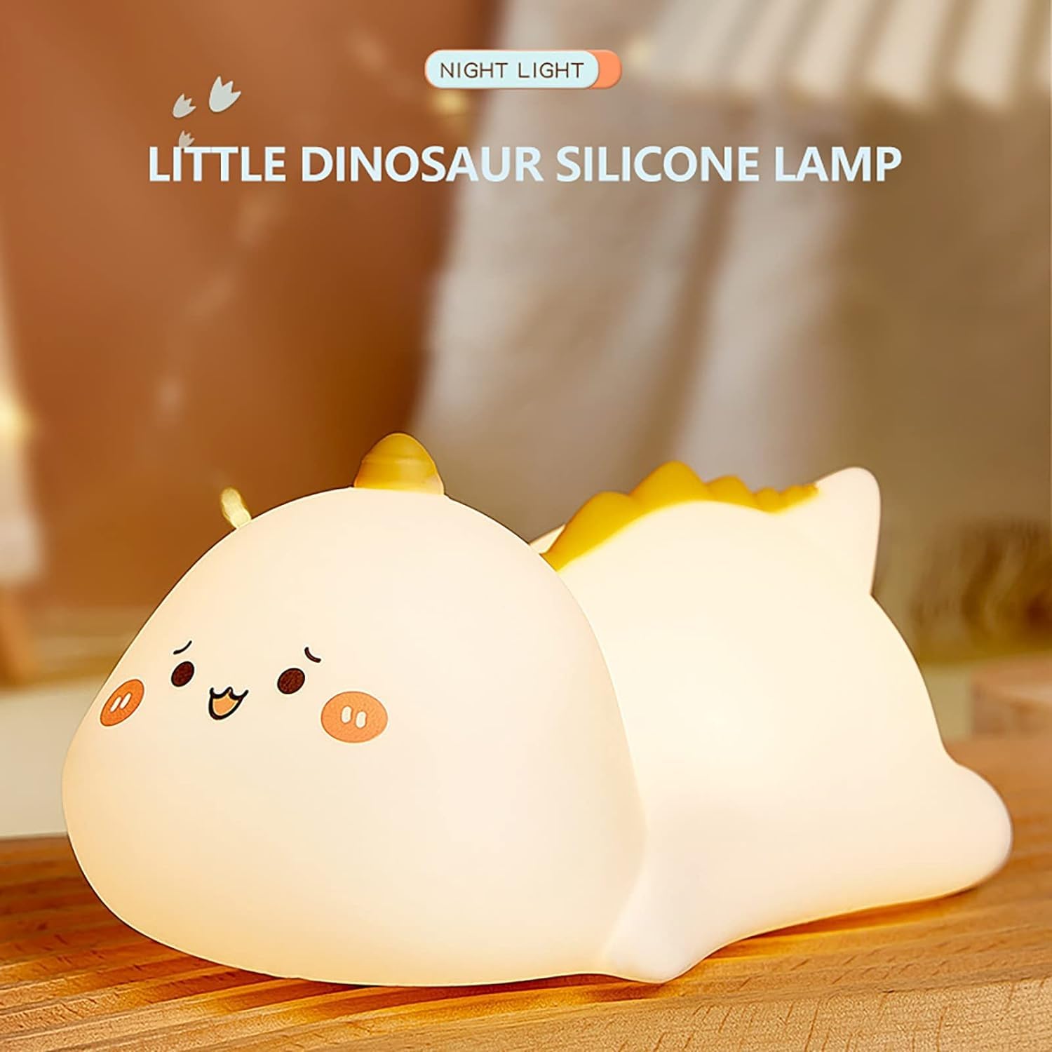 Único Luz Nocturna táctil, lámpara de Noche para niños, Lindos Dinosaurios, Silicona, 7 Colores, lámpara de Noche Recargable con Animales Luz de Noche