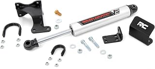 Rough Country V2 Steering Stabilizer & Axle Bracket for Jeep Wrangler JK/Unlimited (2007-2018) with 2-8" Lift - Reduces Bump Steer & Vibration, Improves Control