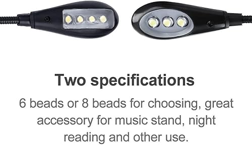 Miniatura 6 de Soporte de música con clip, luz de lectura de libros, mini lámpara LED de brazos dobles ajustables para soporte de música, lectura nocturna (8