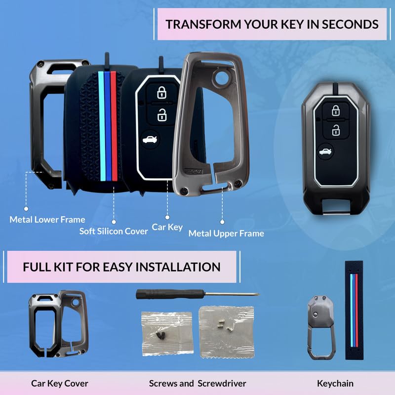 Image of NEODRIFT 'KeyShield' Car Key Cover for Maruti Suzuki Ertiga (Shape 3, 03 Buttons) (Durable, Stylish, and 360 Protection)