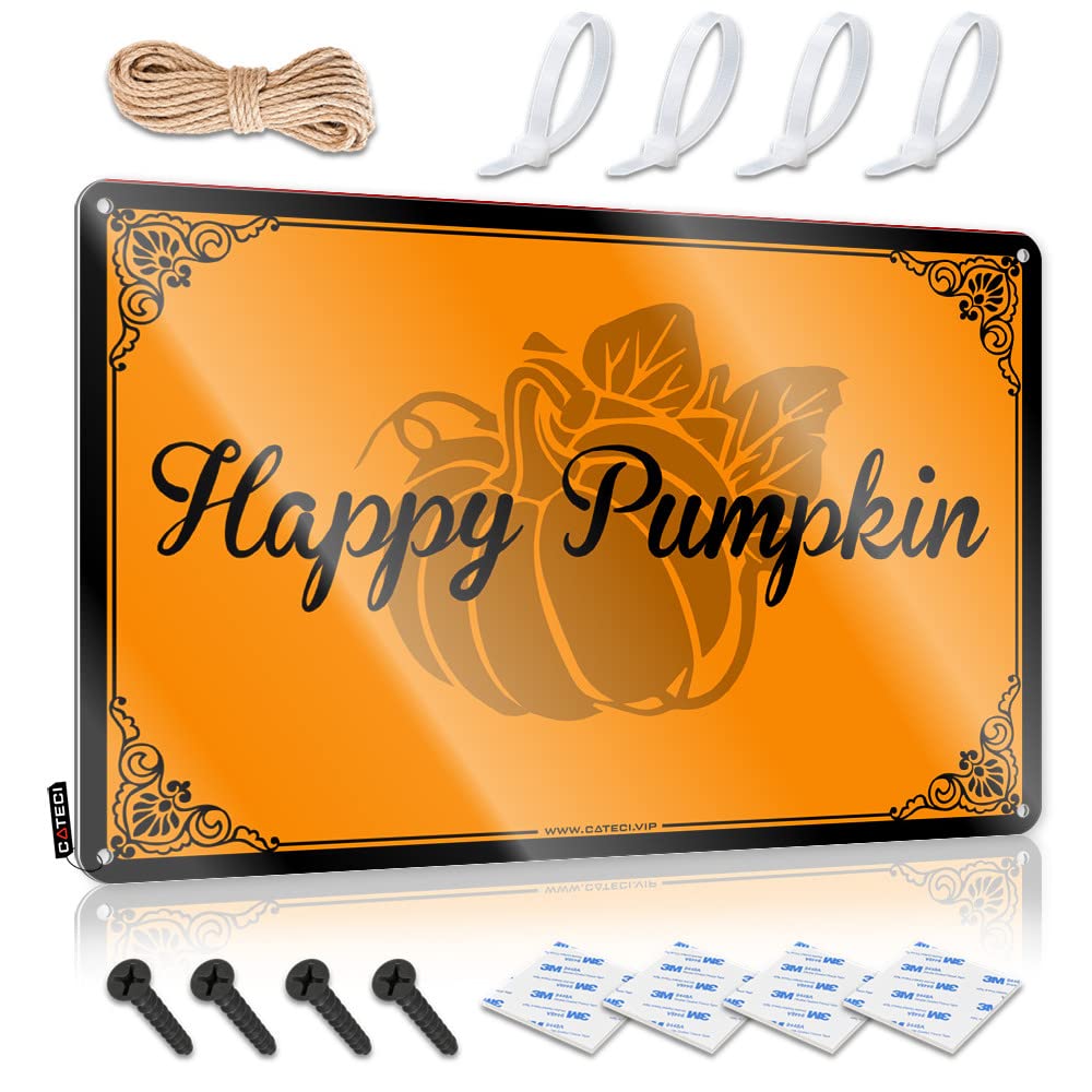 HELIOFORGE Garage Signs Funny Happy Pumpkin Tin Sign 1 Beer Decor Garage Accessories For Man Cave(20X30CM)