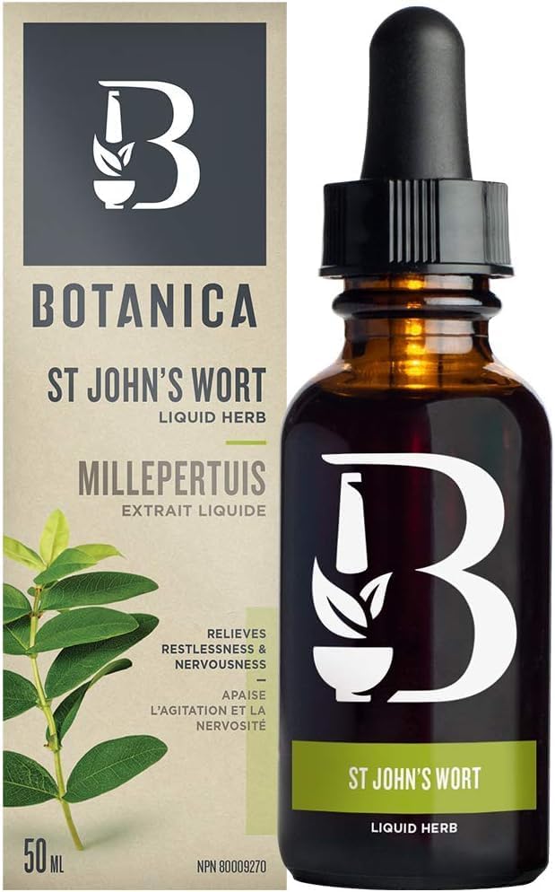 Botanica St John’s Wort Liquid Herb Extract Tincture, Relieves Restlessness & Nervousness, Mood Elevator For Anxiety, Natural Herb Extract Remedy, Non-GMO, Vegan, Gluten Free, 50ml