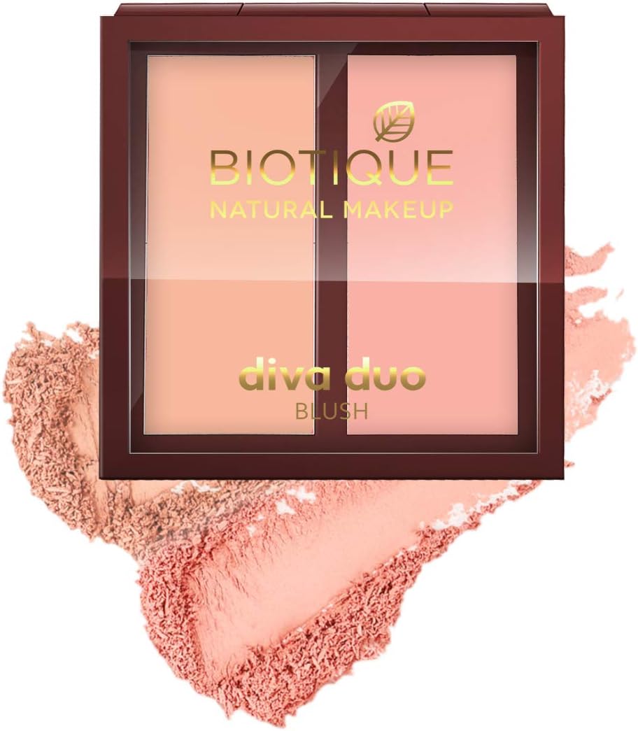 Biotique Natural Makeup Diva Duo Blush, Pastel N Peach, 9g