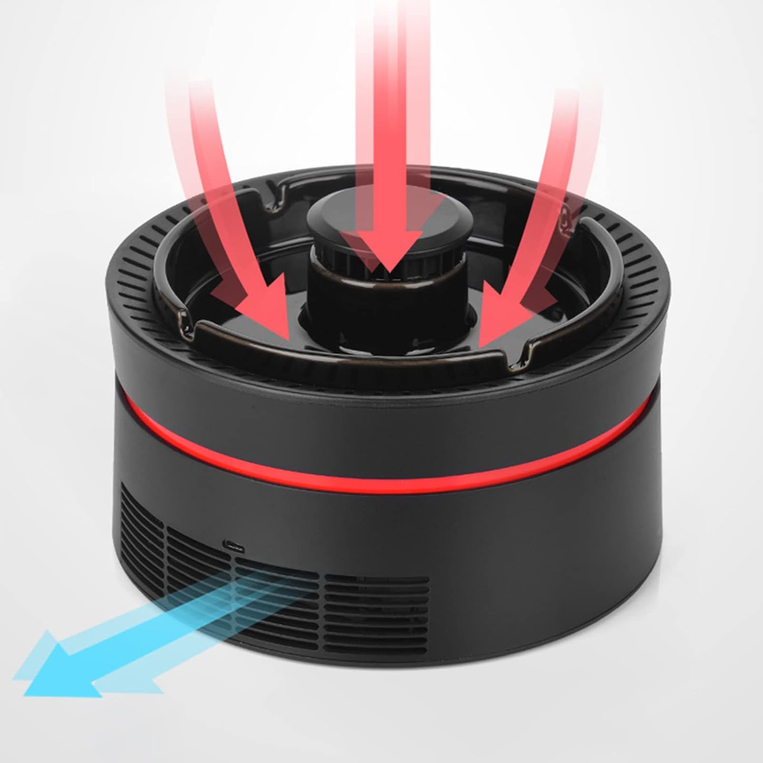Ashtray with Lid,Ash Tray, Intelligent Smoke Free Ashtray Air Purifier Smoke Eater, Multifunctional USB Rechargeable for Home, Office,Car,A