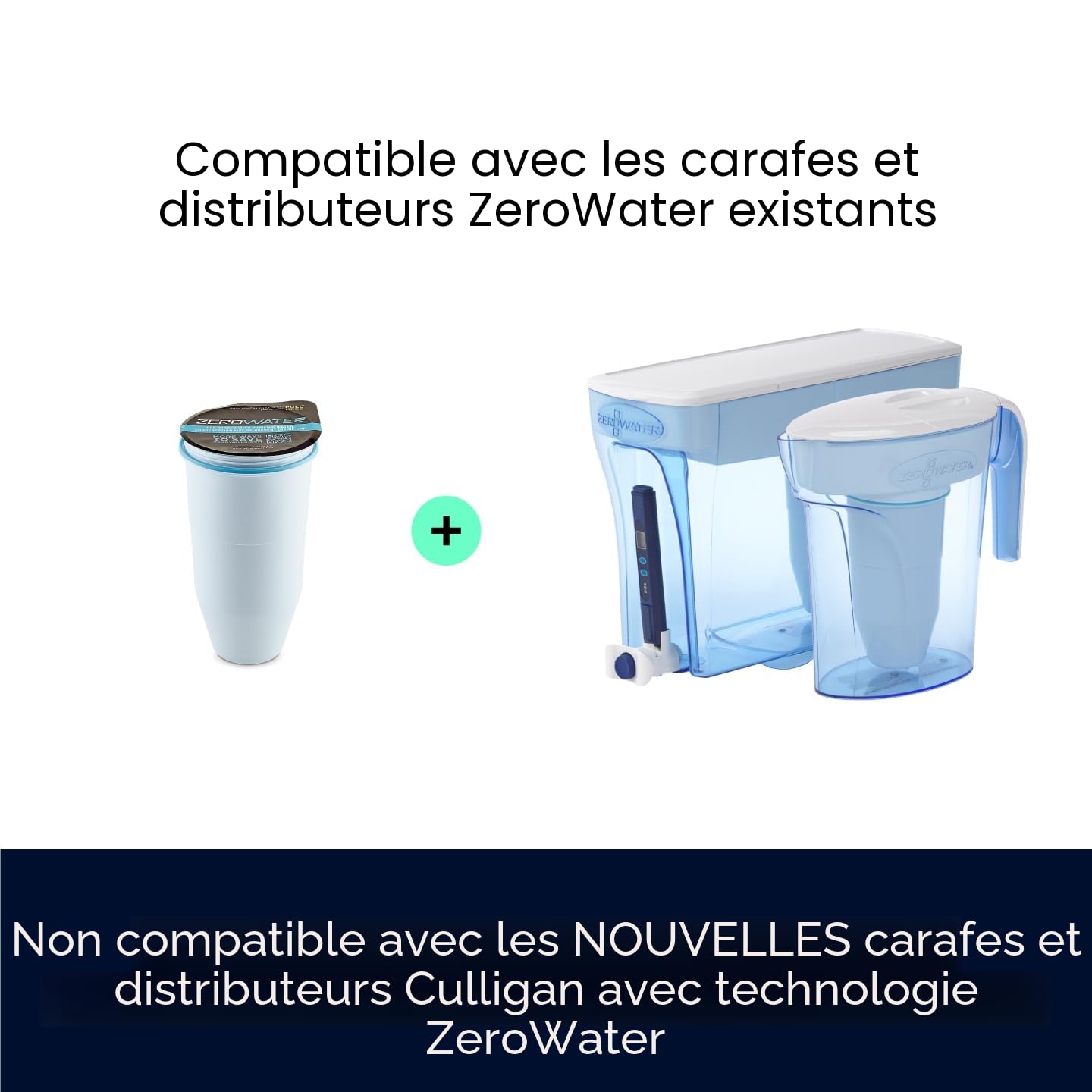 Zerowater Filtre de replacement à 5 étapes, certifiée NSF pour la réduction des particules de plomb, les métaux lourds et les SPFO/APFO, 4 Pack, Blanc