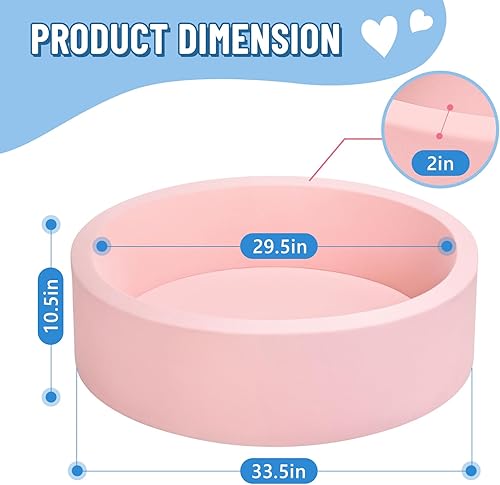 Miniatura 7 de Wilwolfer Piscina de bolas de espuma para niños pequeños con 100 bolas, grande para bebés con esponja viscoelástica suave, corralito para bebés para
